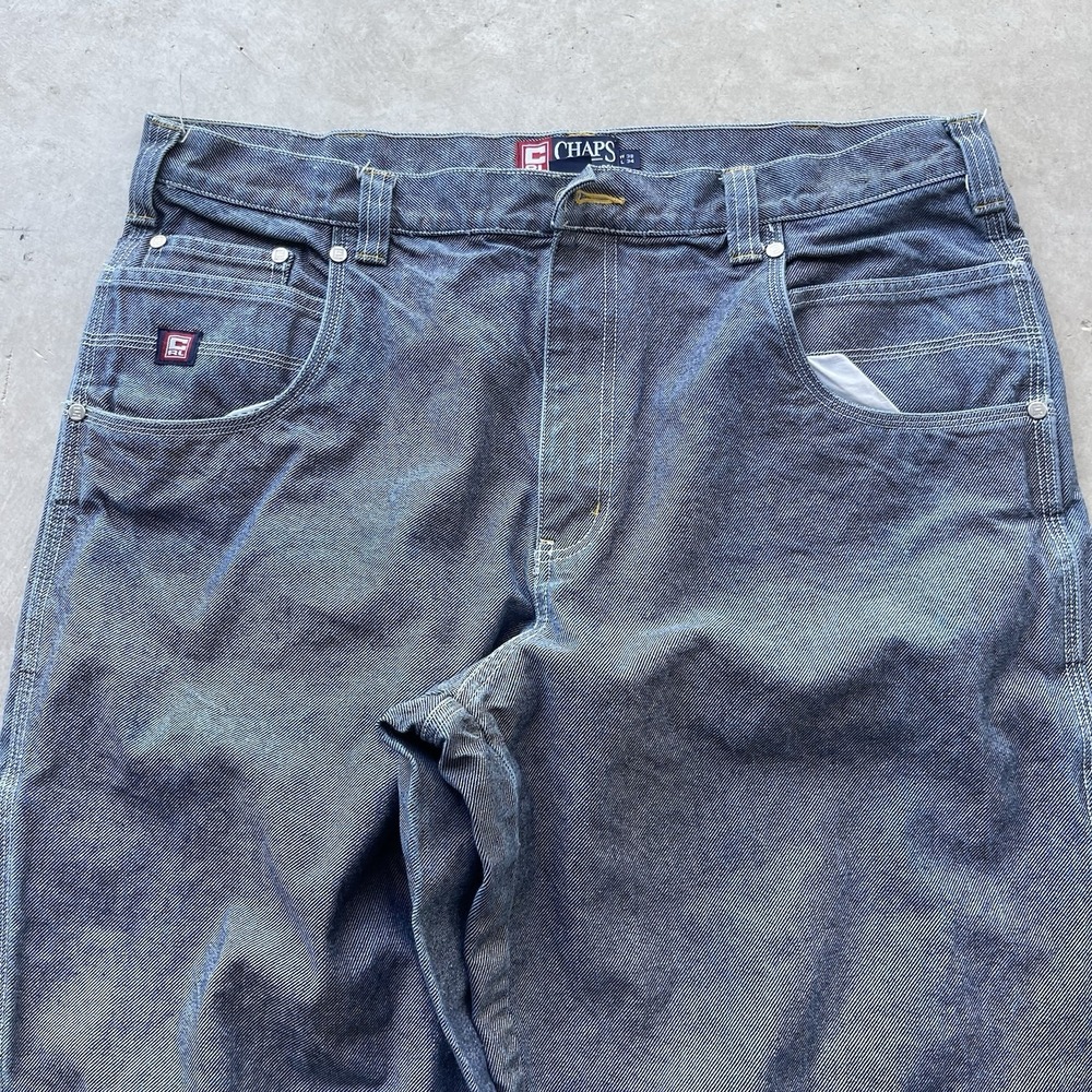 Vintage Ralph Lauren Denim Jeans Men 38x34 Blue Super Baggy Wide Leg Utility Y2K - Picture 4 of 8